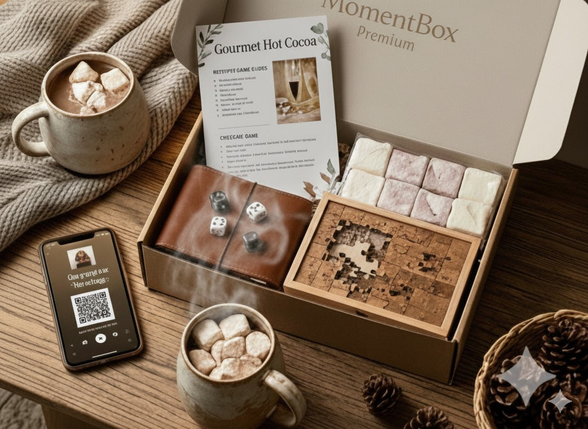 MomentBox Premium – Festlig hyggeaften med 2-3 aktiviteter, snacks og eksklusiv overraskelse